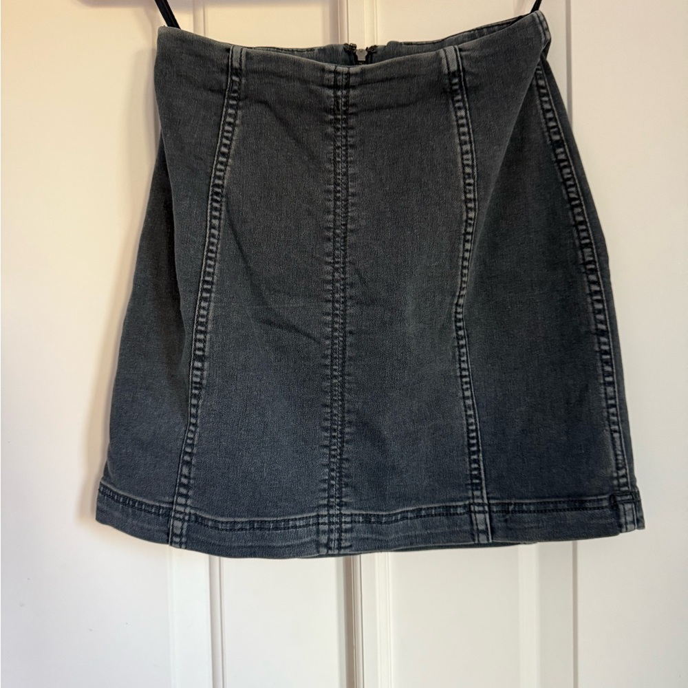 Free People Charcoal Denim Mini Skirt